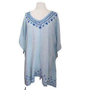 Womens Swimsuit Beach Pool Cover Up Free‎ Size Francesca’s Gauze Embroidery